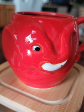 Vintage Red Elephant Ceramic Pottery Mug.  Japan